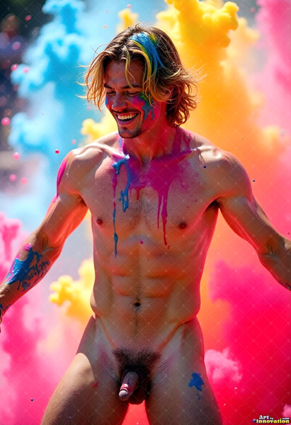 Body Paint Splat Fun Nude - AI Abstract Art
