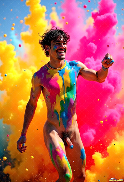 Body Paint Splat Fun Nude - AI Abstract Art