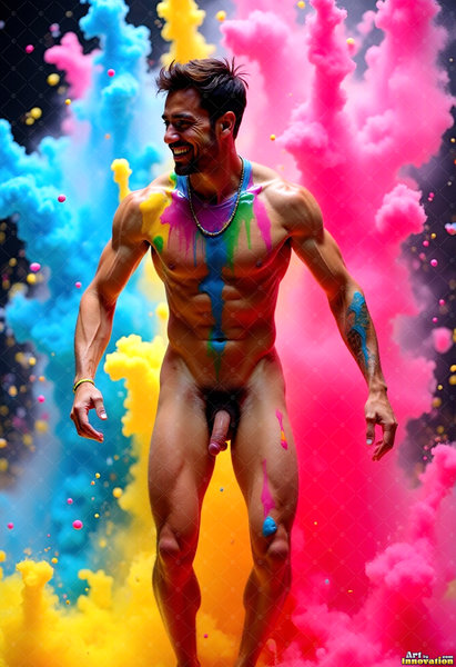 Body Paint Splat Fun Nude - AI Abstract Art