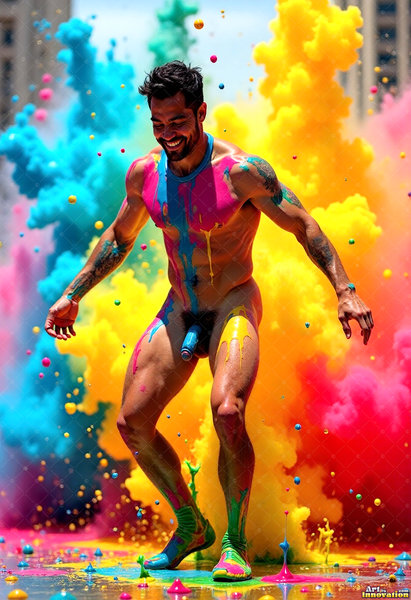 Body Paint Splat Fun Nude - AI Abstract Art