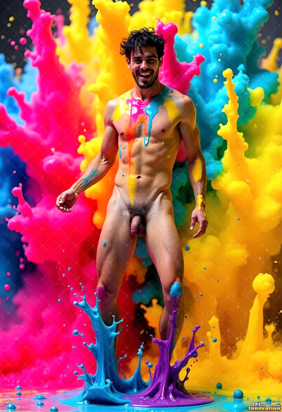 Body Paint Splat Fun Nude - AI Abstract Art
