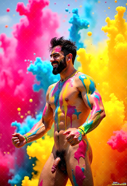 Body Paint Splat Fun Nude - AI Abstract Art