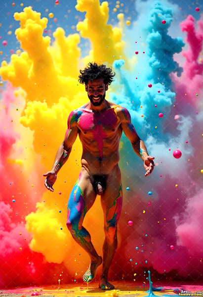 Body Paint Splat Fun Nude - AI Abstract Art