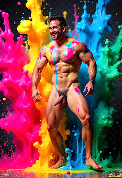Body Paint Splat Fun Nude - AI Abstract Art