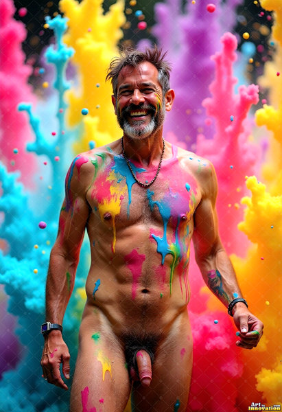 Body Paint Splat Fun Nude - AI Abstract Art
