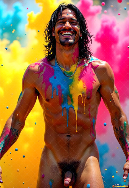 Body Paint Splat Fun Nude - AI Abstract Art