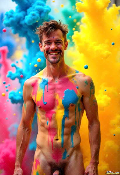 Body Paint Splat Fun Nude - AI Abstract Art