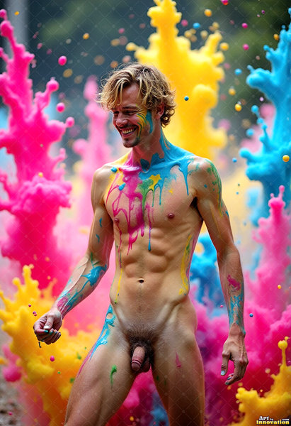 Body Paint Splat Fun Nude - AI Abstract Art