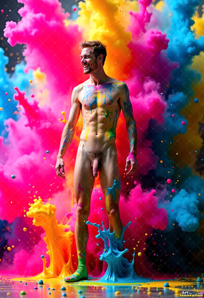 Body Paint Splat Fun Nude - AI Abstract Art
