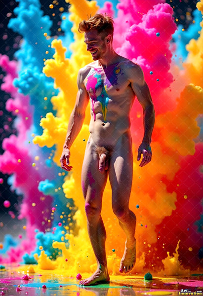 Body Paint Splat Fun Nude - AI Abstract Art