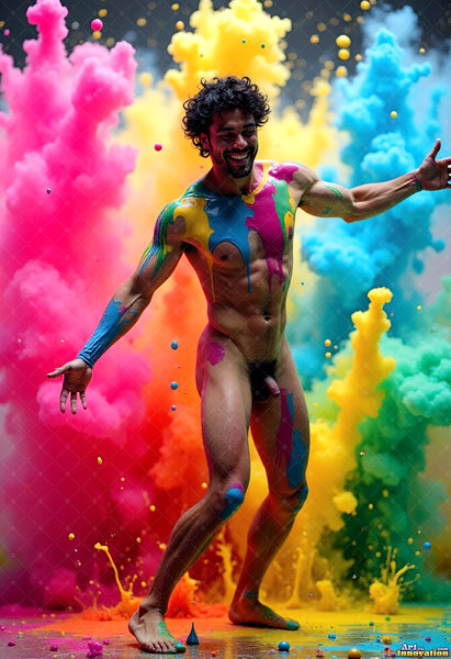 Body Paint Splat Fun Nude - AI Abstract Art