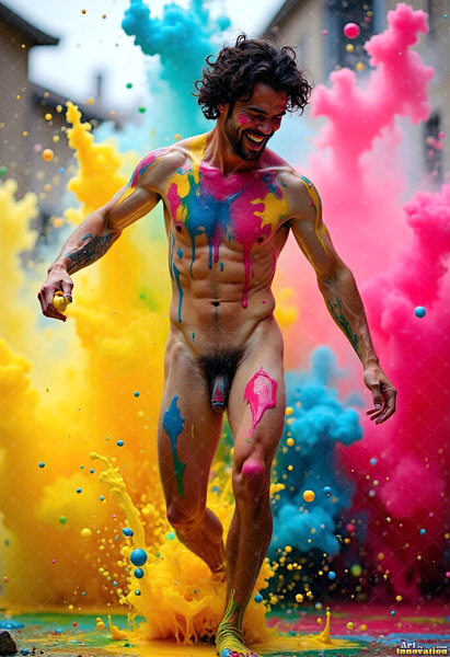 Body Paint Splat Fun Nude - AI Abstract Art