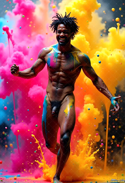 Body Paint Splat Fun Nude - AI Abstract Art