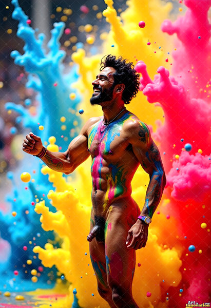 Body Paint Splat Fun Nude - AI Abstract Art