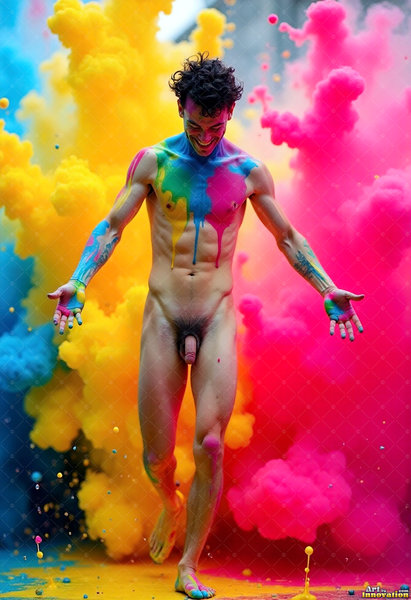Body Paint Splat Fun Nude - AI Abstract Art