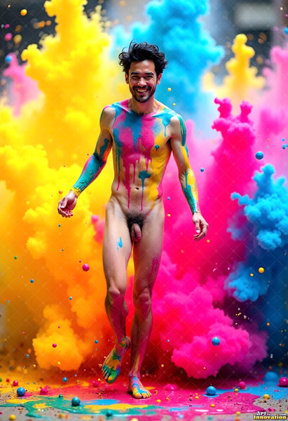 Body Paint Splat Fun Nude - AI Abstract Art