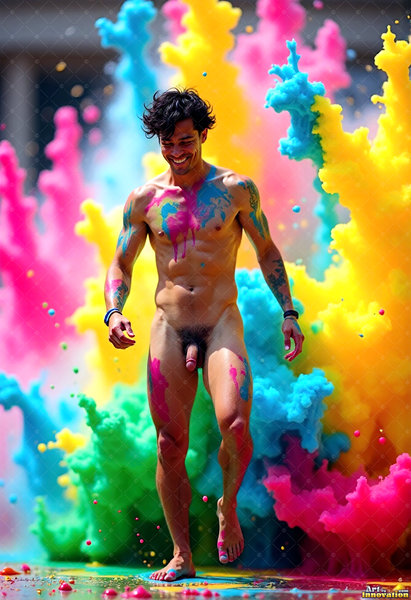 Body Paint Splat Fun Nude - AI Abstract Art