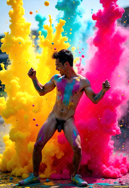 Body Paint Splat Fun Nude - AI Abstract Art