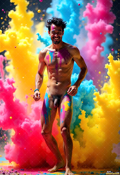 Body Paint Splat Fun Nude - AI Abstract Art