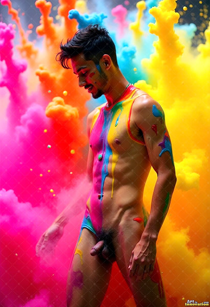 Body Paint Splat Fun Nude - AI Abstract Art