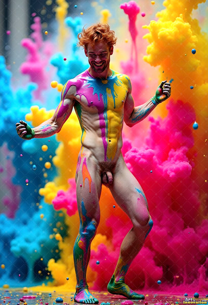 Body Paint Splat Fun Nude - AI Abstract Art
