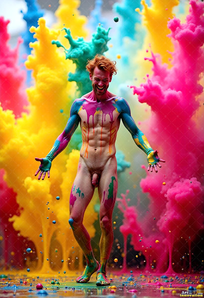 Body Paint Splat Fun Nude - AI Abstract Art
