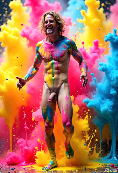 Body Paint Splat Fun Nude - AI Abstract Art