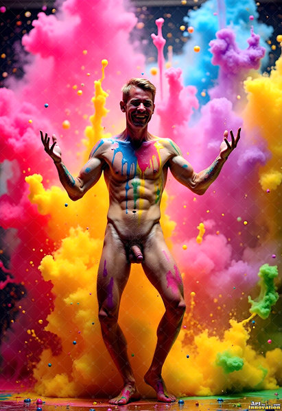 Body Paint Splat Fun Nude - AI Abstract Art