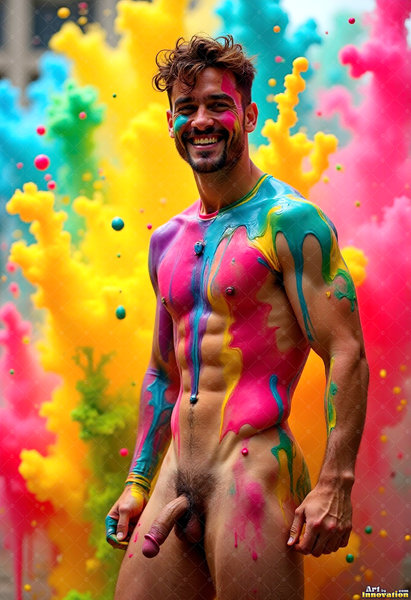 Body Paint Splat Fun Nude - AI Abstract Art