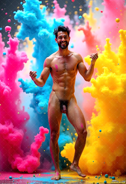 Body Paint Splat Fun Nude - AI Abstract Art