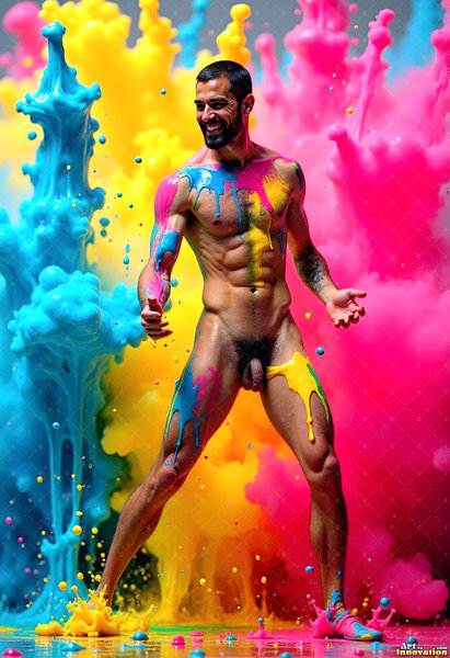 Body Paint Splat Fun Nude - AI Abstract Art