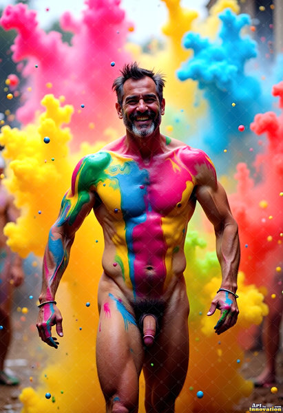 Body Paint Splat Fun Nude - AI Abstract Art