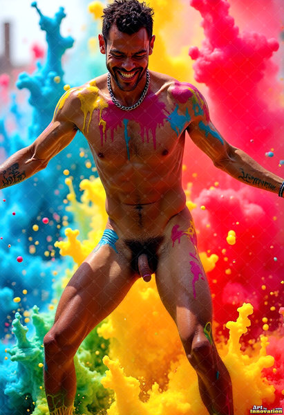 Body Paint Splat Fun Nude - AI Abstract Art