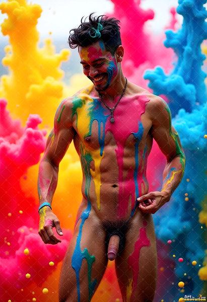 Body Paint Splat Fun Nude - AI Abstract Art