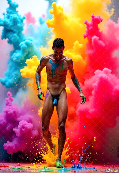 Body Paint Splat Fun Nude - AI Abstract Art