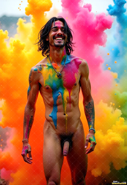 Body Paint Splat Fun Nude - AI Abstract Art