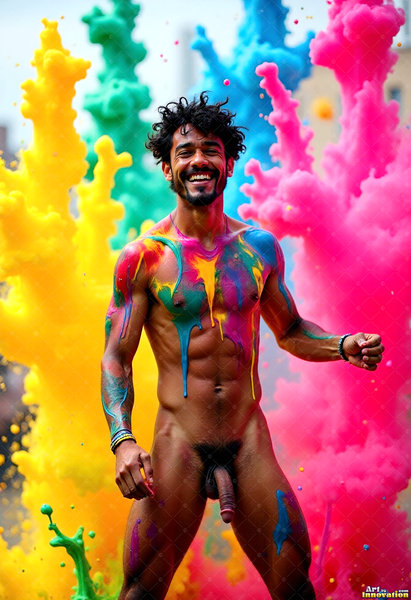 Body Paint Splat Fun Nude - AI Abstract Art
