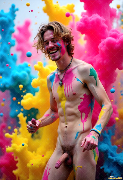 Body Paint Splat Fun Nude - AI Abstract Art
