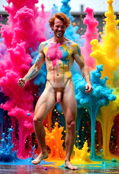 Body Paint Splat Fun Nude - AI Abstract Art