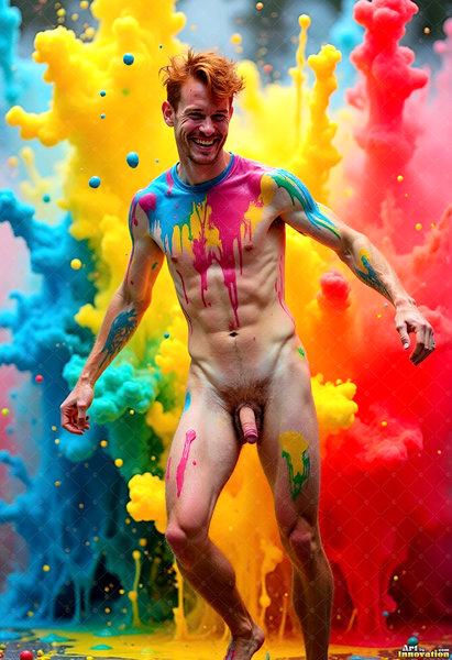 Body Paint Splat Fun Nude - AI Abstract Art