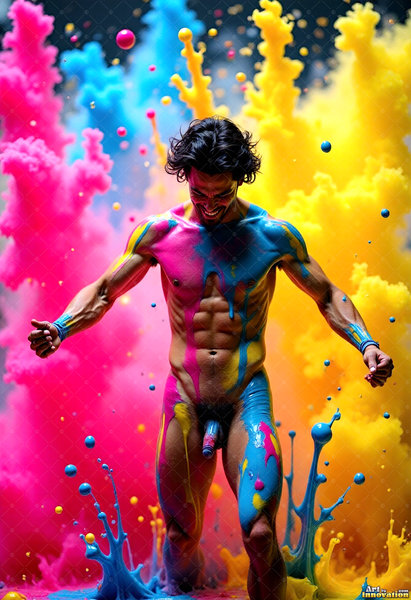 Body Paint Splat Fun Nude - AI Abstract Art