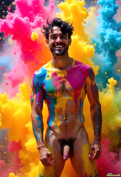 Body Paint Splat Fun Nude - AI Abstract Art