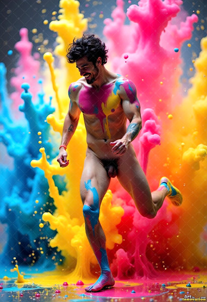 Body Paint Splat Fun Nude - AI Abstract Art