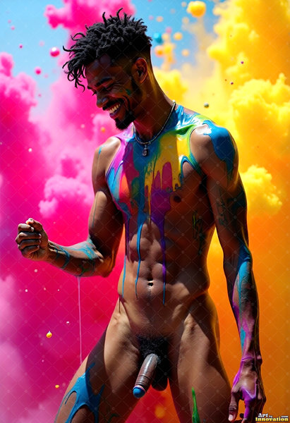 Body Paint Splat Fun Nude - AI Abstract Art