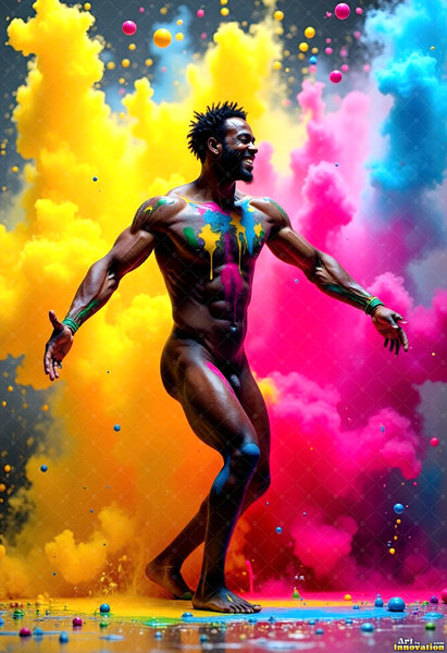 Body Paint Splat Fun Nude - AI Abstract Art