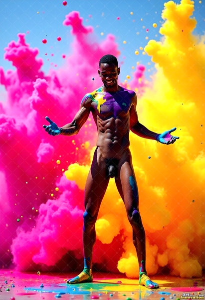 Body Paint Splat Fun Nude - AI Abstract Art