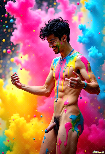 Body Paint Splat Fun Nude - AI Abstract Art