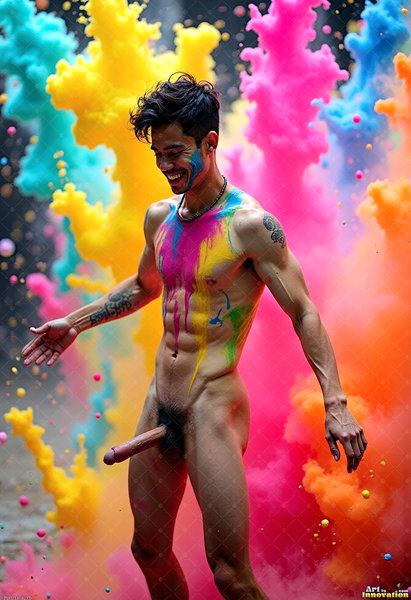 Body Paint Splat Fun Nude - AI Abstract Art