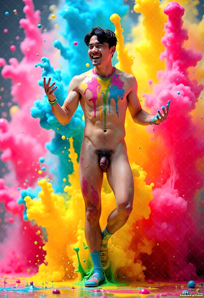 Body Paint Splat Fun Nude - AI Abstract Art