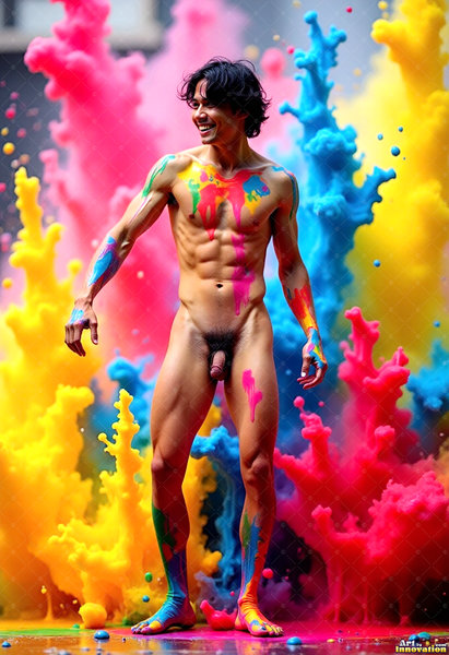 Body Paint Splat Fun Nude - AI Abstract Art